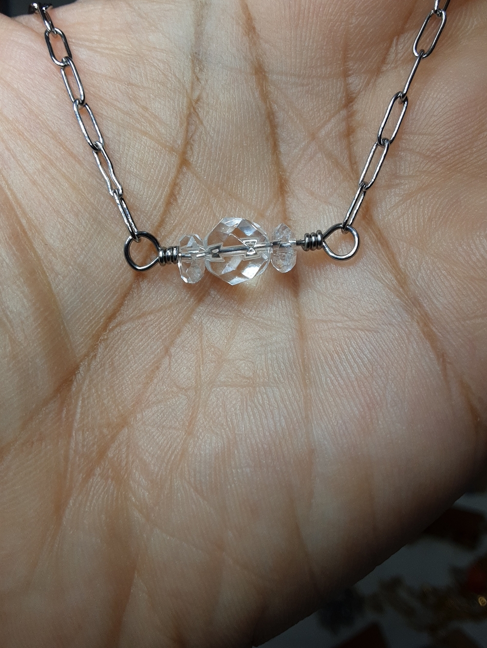 Stainless Steel, Herkimer Diamond Quartz Necklace. Price Is Firm.